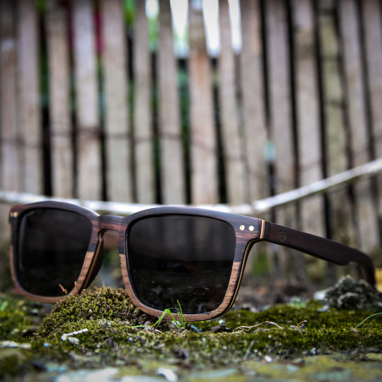 Walnut & Ebony Wood, Square Wayfarer Style, Wood Sunglasses, By Paul Ven, Handmade Personalised Gift, Engraved Sunglasses