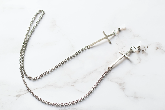 Large Silver Cross Eye Glasses Holder Necklace | Reading Chain Glass Simple Sunglass Wear Cord