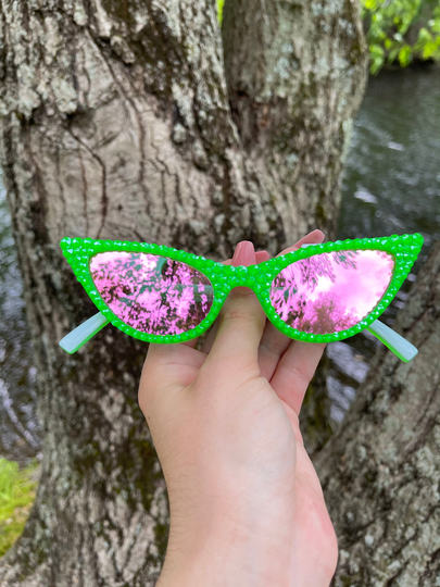 Neon Green Retro Cat Eye Sunglasses/Unique Shades
