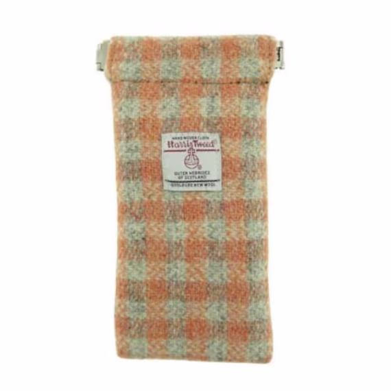 Harris Tweed Glasses Case in Coral Gingham lb2109-Col105