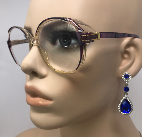 Vintage Lygo-Optik S491 Eyeglasses Glasses Frame Purple Round Used Eyeglass Frames Retro