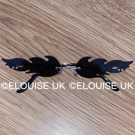 Black Flame Sunglasses Fire Funky Festival Outfit Rave