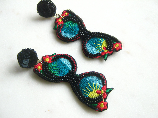 Summer Sunglasses Beaded Earrings - Seed Bead Earrings, Boho Party Beach