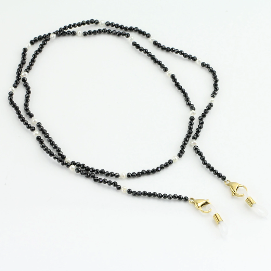 3-4mm Black Spinel Bead Glasses Chain, Freshwater Pearl Chain For Glasses&mask, Eyeglasses Holder Chain, Face Mask