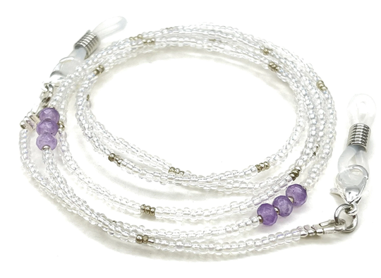Amethyst Glasses Necklace - Purple Gemstone Sunglasses Eyeglass February Birthday Gift Sunglass Accessory