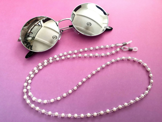 White Pearl & Clear Beaded Sunglasses Chain