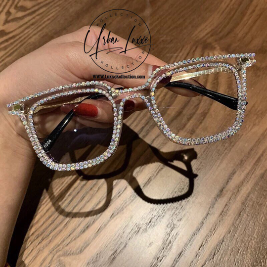 Retro Rhinestone Transparent Eyeglasses