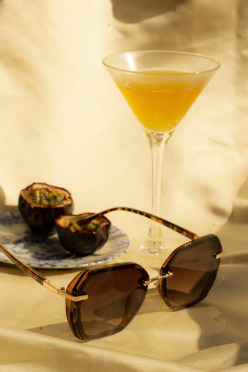 Tortoise Shell Hexagonal Front Lens Sunglasses