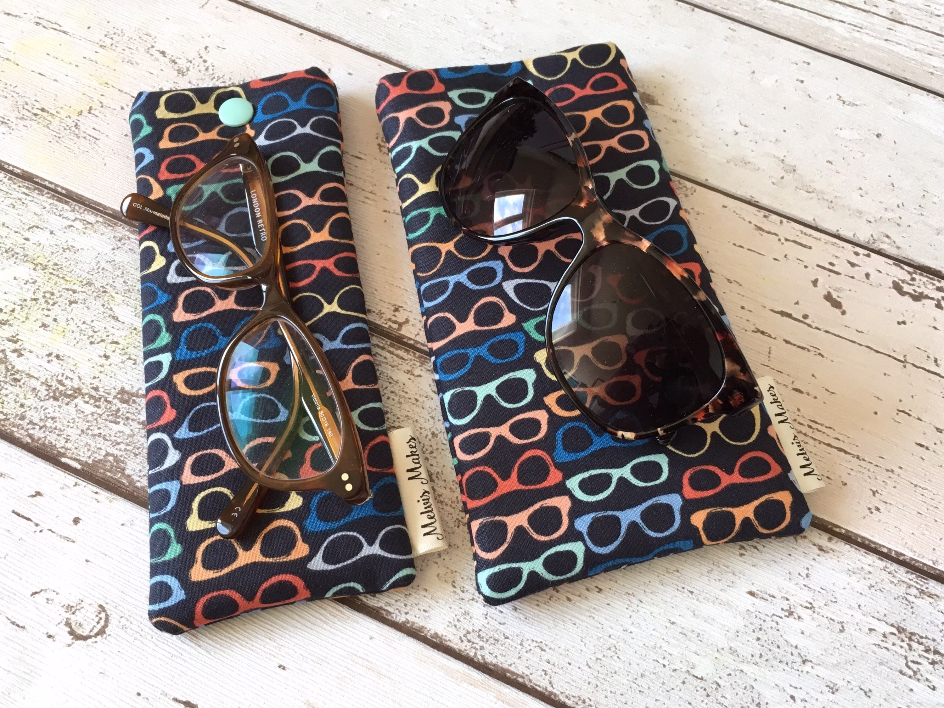 Navy Glasses Case, 2 Sizes, Funky Sunglasses Pouch, Soft Specs Bag, Handbag Accessories, Gift For Him Or Her, Padded Reading Holder