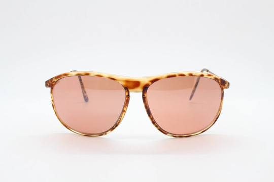 Y2K Vintage Square Aviator Sunglasses. Speckled Honey Tortoise Curved Frame With Coral Pink Lenses. Mens 70S Style Teardrop Aviators. 2000S