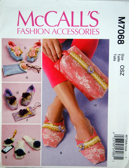 Slippers, Phone Case, Eyeglass Cases & Cosmetic Bag Mccall's Fashion Accessories M7068 Uncut Sewing Pattern 2014