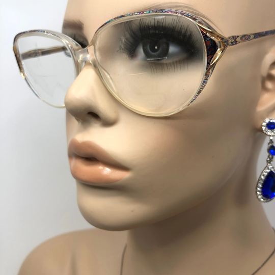 Vintage Dunelm Chantelle 025 Eyeglasses Glasses Frame Clear Pink Oval Used Eyeglass Frames Retro