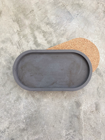 Black Oval Concrete Tray | Coaster Catch All