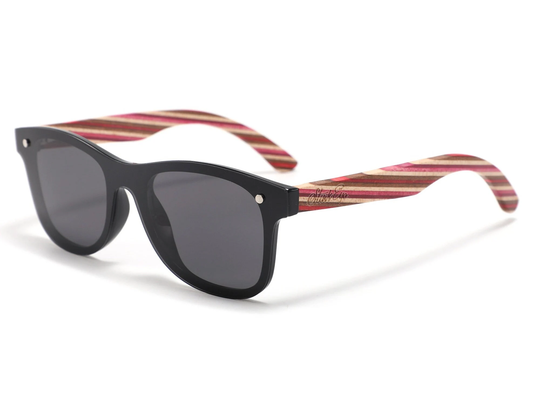 Plumeria Rainbow Skateboard Wood Polarized Sunglasses
