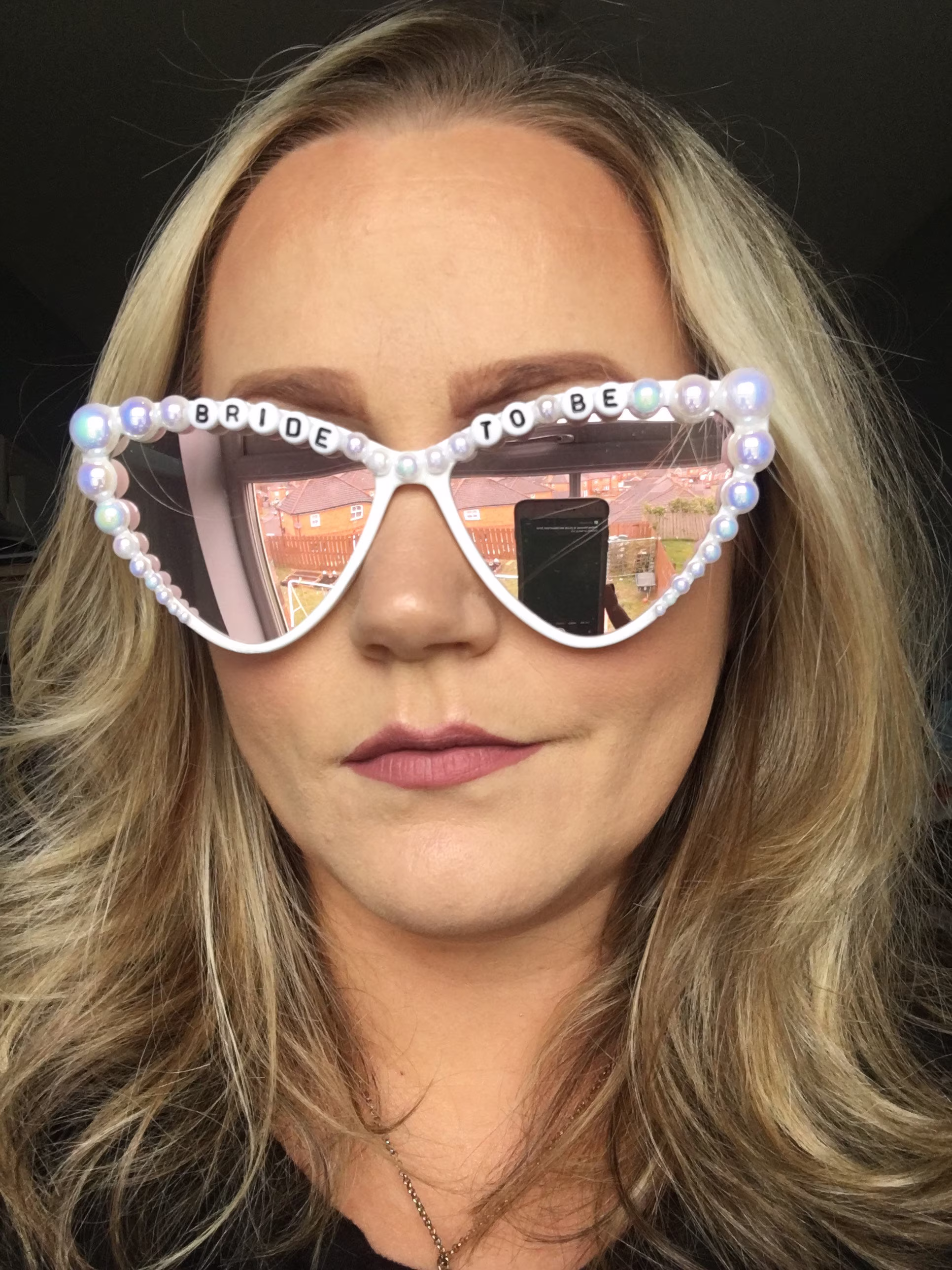 White Cat Eye Flash Mirrored Lenses Bride Sunglasses With White Ab Pearls