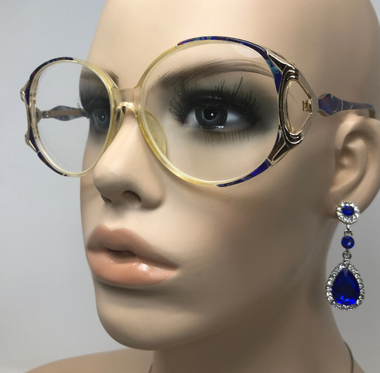 Vintage Ladies Eyeglasses Glasses Frame Clear Blue Oval Used Eyeglass Frames Retro