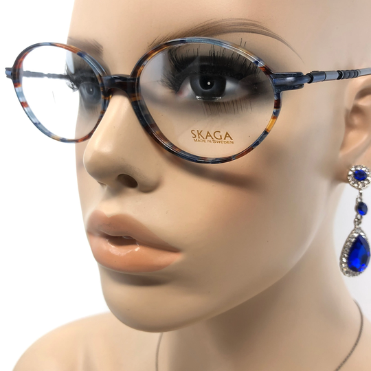Vintage Oval Eyeglasses Skaga Glasses Frame Blue Used Eyeglass Frames Retro