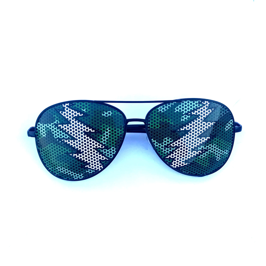 Green Camo Uncle Sam Owsley Bolt Graphic Aviator Sunglasses