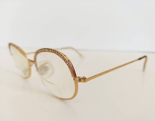 Vintage 1960S Rhinstone Gold Eyeglasses