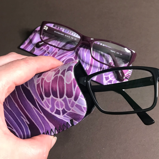 Plum Chocolate Lilac Moth Soft Glasses Case - Protective Spectacles Pouch Fabric Slip On Reading For Pocket Or Handbag