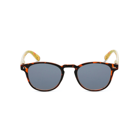 William Morris Square Retro Unisex Tortoiseshell Sunglasses With Golden Lily Print Arms