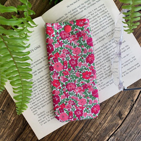 Handmade Pink Liberty Flower Show Fabric Glasses Case Sunglasses Pouch Spectacle Cover Floral Gift Idea