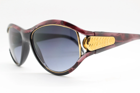 90S Vintage Abstract Sunglasses. Vibrant Mottled Brown Frame With Big Gold Arm Crests & Smoky Graduated Lenses. Bnwt. Nos