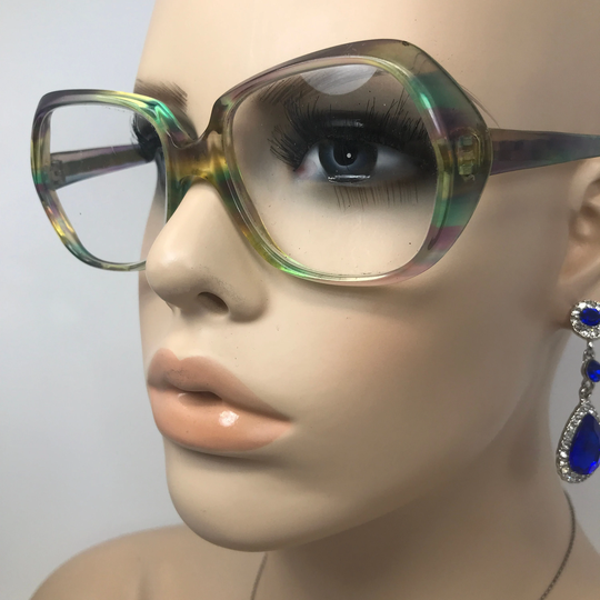 Vintage Glenda Eyeglasses Glasses Frame Multicoloured Green Used Eyeglass Frames Retro