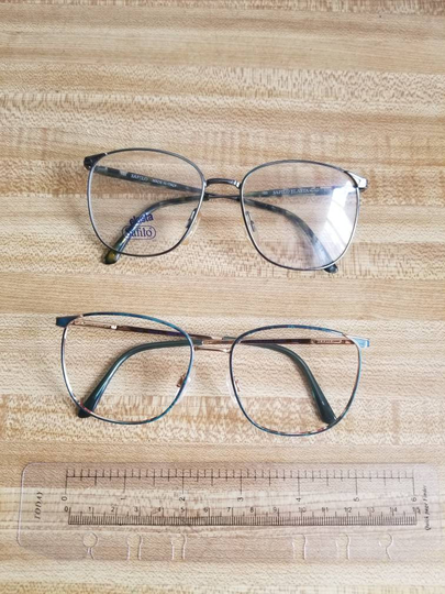 Safilo Elasta Eyewear 1980S New Old Stock. Mod 4536/N . Universal Frame Italy. Very Light. Col. Green/Gold & Green/Silver