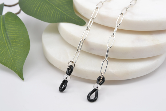 Trending Paper Clip Chain For Glasses in Bright Silver With Soldered Links; Reading Chain, Eyeglass Necklace; Sunglasses