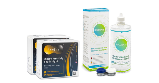 Lenjoy Monthly Day & Night (12 lenses) + Solunate Multi-Purpose 400 ml with case
