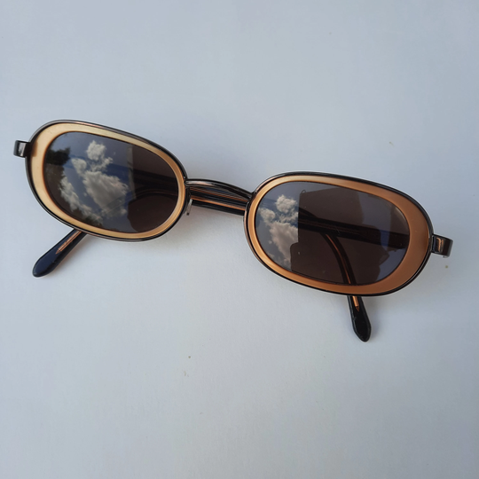 Dolce & Gabbana Oval Frame Sunglasses With Brown Lenses Vintage Gold Made in Italy Original Beautiful Exquisite