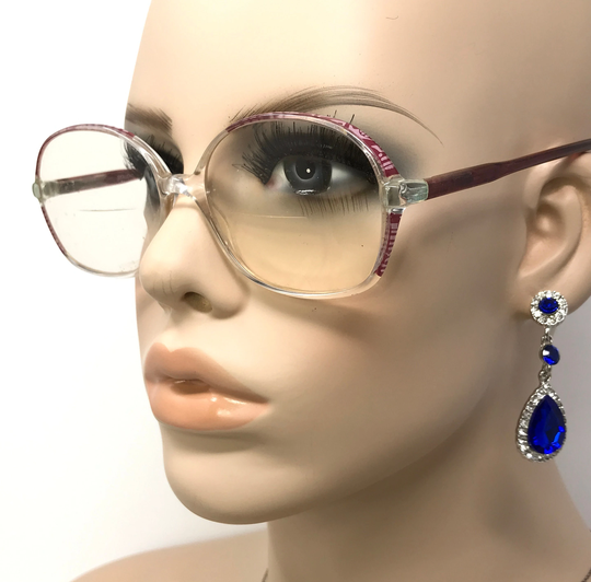 Vintage Dollond & Aitchison Eyeglasses Glasses Frame Pink Clear Square Used Eyeglass Frames Retro Italy