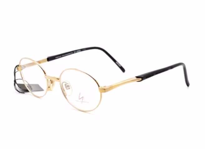 Yohji Yamamoto Vintage Eyewear 5202 Oval Japanese Designer Glasses Frames in A Shiny Gold Finish