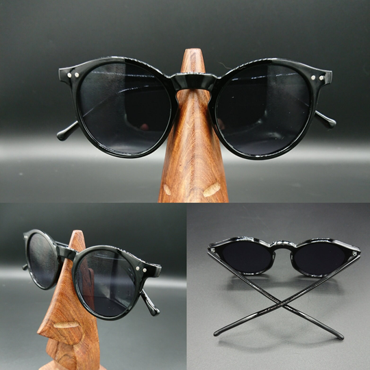 Black Round Shaped Sunglasses Preppy 1940S Ww2 Vintage Style Uv400