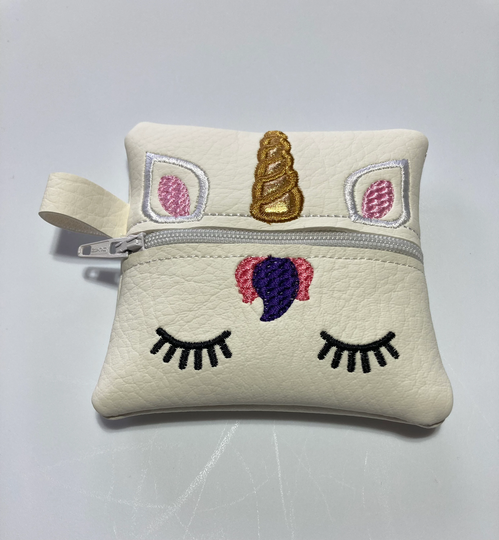 Unicorn Coin Purse Contact Lens Case Teacher Appreciation Gift Card Holder Zippered Bag Pouch Earbud