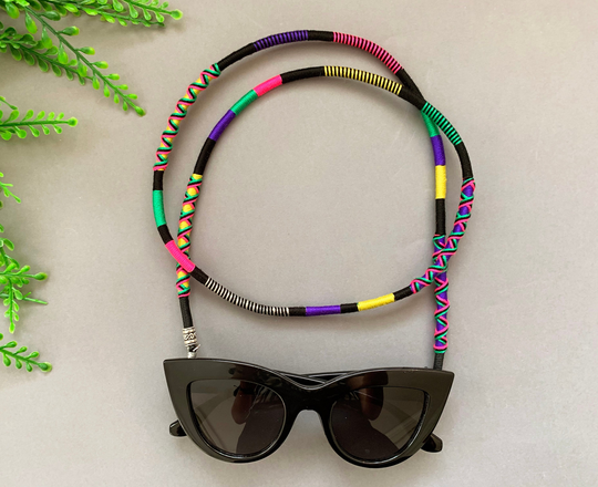 Neon Color Sunglass Strap/Boho Yarn Wrapped Eyewear Chain Holder Retainer