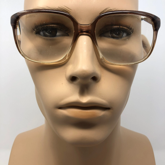 Vintage Nigura Eyeglasses Glasses Frame Brown Clear Square Used Frames Retro