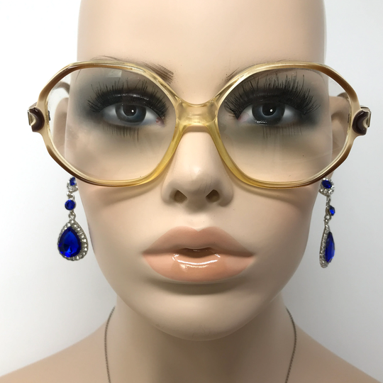 Vintage Margot Eyeglasses Glasses Frame Amber Brown Square Used Eyeglass Frames Retro France