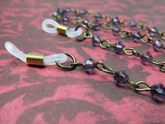 Retro Goth Purple & Bronze Color Vintage Style Eyeglass Chain Sunglasses Glasses Holder Clips Clip On Chains Beaded Classic Gothic