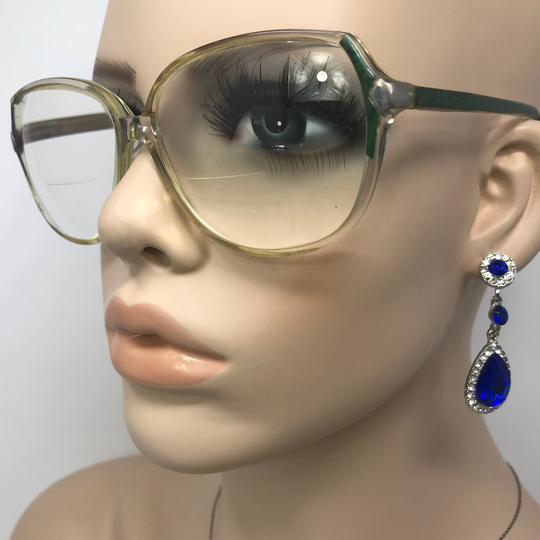 Vintage Ladies Eyeglasses Glasses Frame Clear Green Square Used Eyeglass Frames Retro