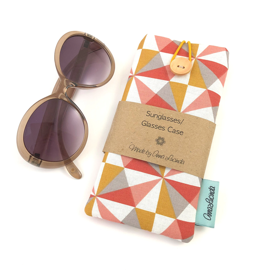 Fabric Sunglasses Case, Soft Padded Glasses Pouch, Eyeglasses Holder, Geometric Design