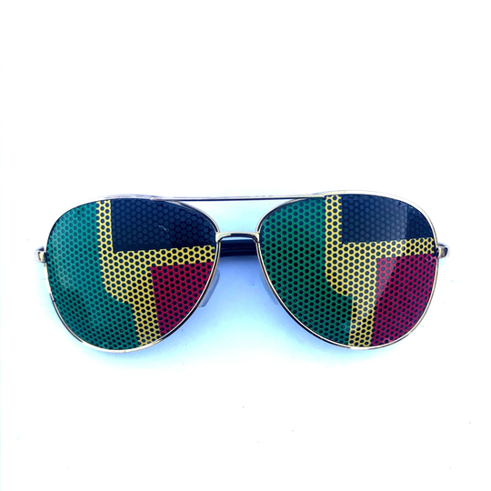 Disco Biscuits Rastafari Colored Logo Graphic Aviator Sunglasses