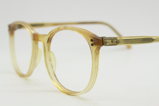Vintage 30S Pale Crystal Yellow Glasses. Transparent Slim Wayfarer Design Optical Frames. Prescription Eyeglasses. Lucite Rx Spectacles. Nos