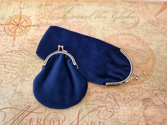 Blue Velvet Glasses & Coin Purse Gift Set/Kiss Clasp Purse/Kiss Case/Change Purse/Eyewear Case/Velvet Set