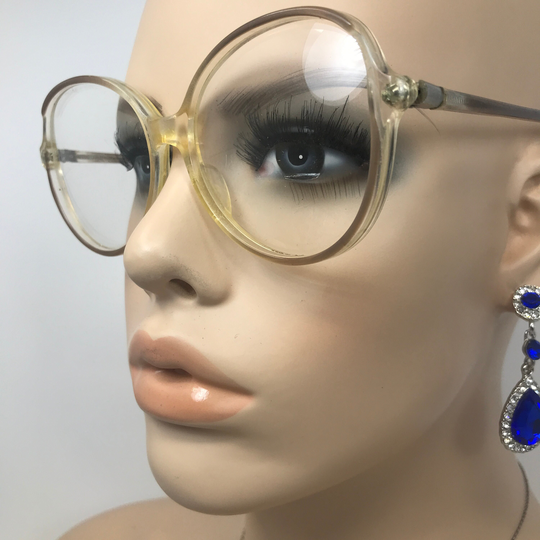 Vintage Oversized Eyeglasses Mod 651 Glasses Frame Clear Brown Used Eyeglass Frames Retro