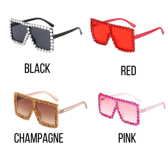 Rhinestone Square Vintage Sunglasses For Kids | Diamond For Girls Large Face Toddlers| Miami Frames
