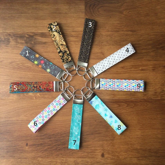 Handmade Fabric Wristlet Keychain