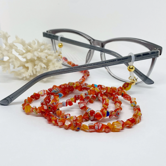 Red Glasses Chain - Beaded Lanyard For Sunglasses Eyeglass Gift Teacher
