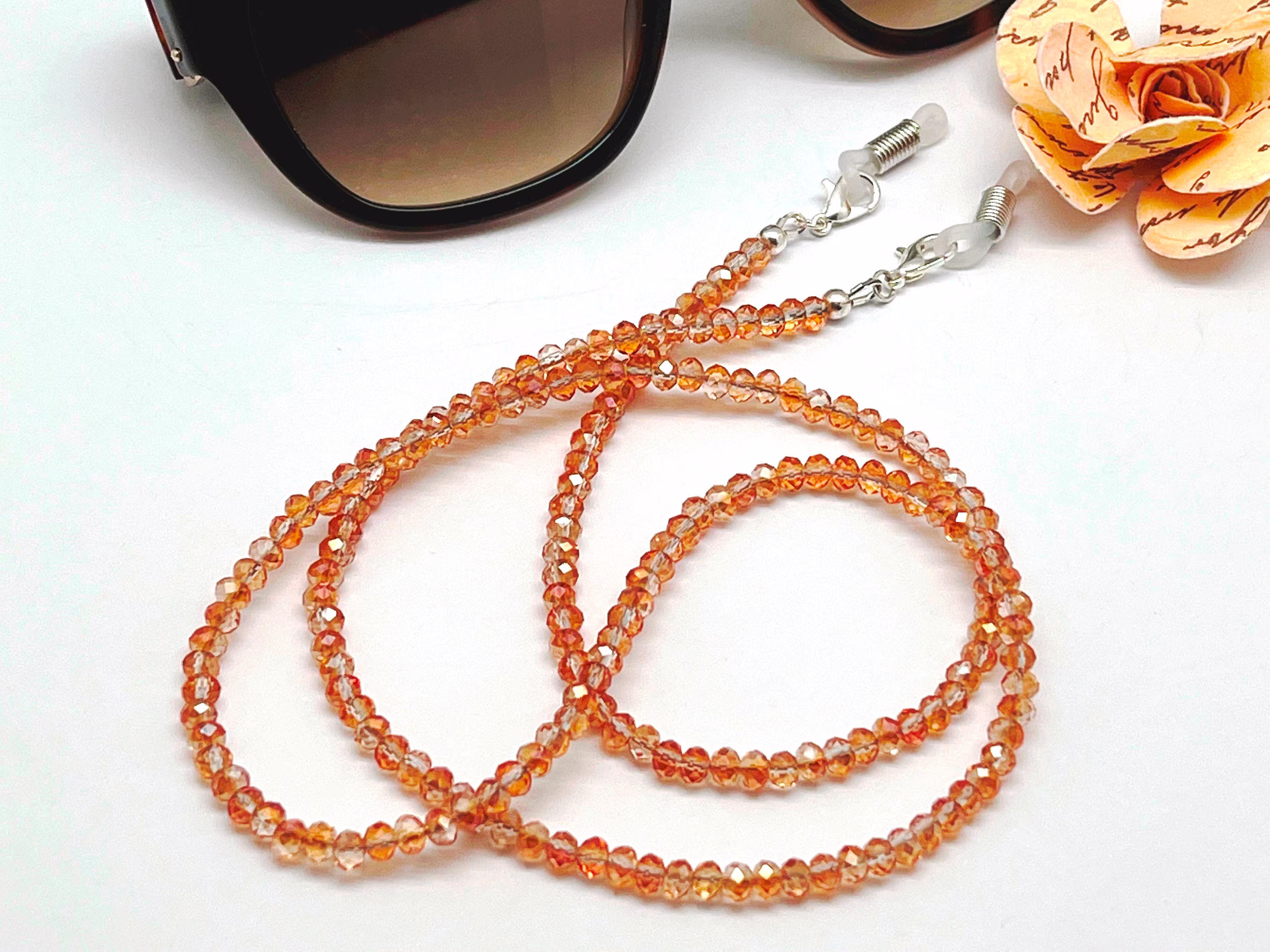 Gold Sparkle Eyeglass Chain, Convertible Glasses Holder Necklace, Reading Strap, Sunglasses Lanyard, Elegant Beaded Sparkling
